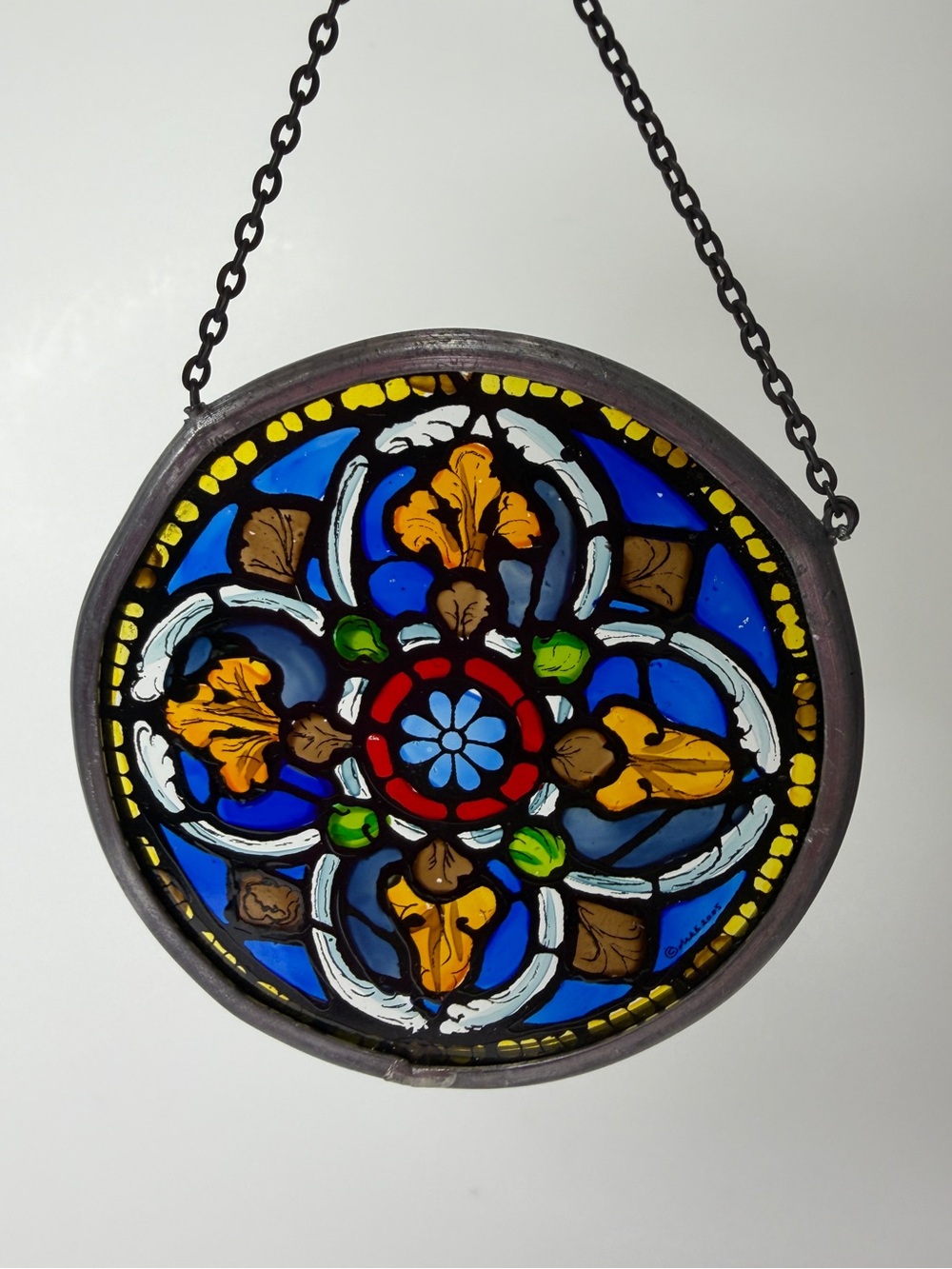 Winged Heart Canterbury Cathedral Quatrefoil 2.5” Stained Glass Roundelette
